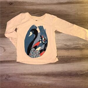 Tea Collection Cream Long Sleeve Swan Tee